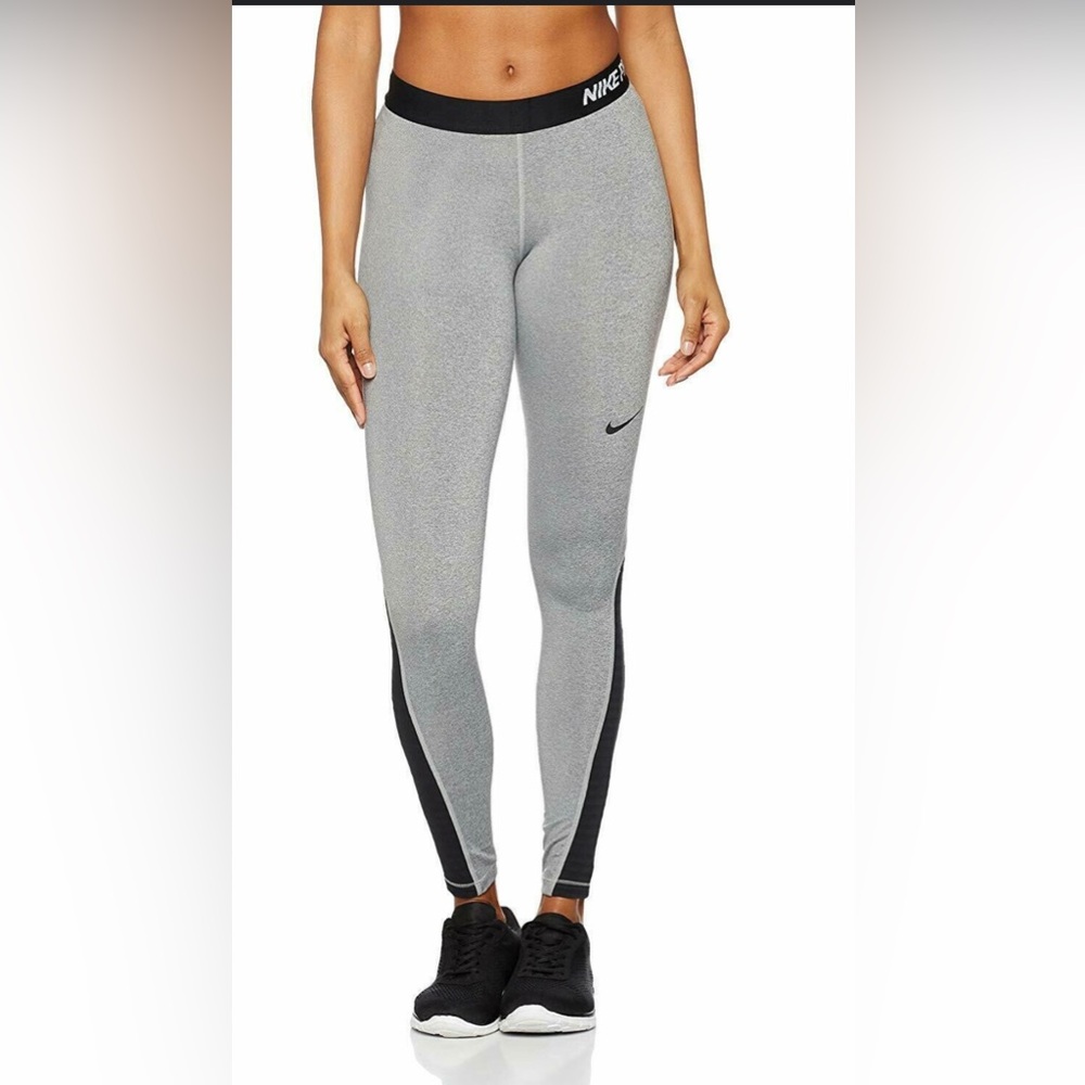 Nike Gray and Black Leggings with Contoured Design